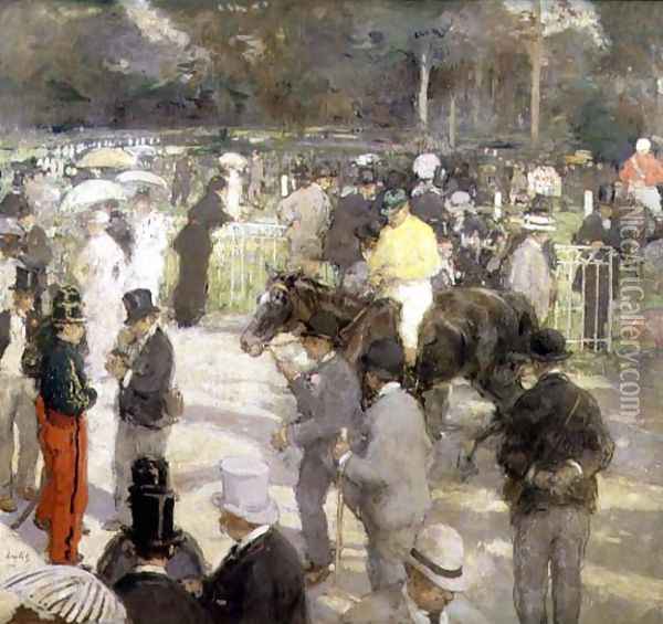 View of the paddock, 1907 Oil Painting - Frantz Charlet