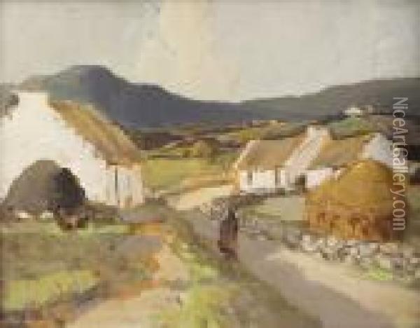 Cottages Near Dungloe, Co. Donegal Oil Painting - James Humbert Craig