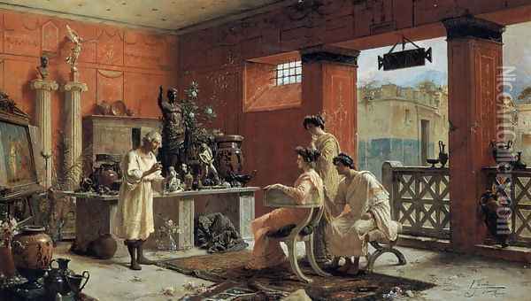 At the Antiquarian's Oil Painting - Ettore Forti