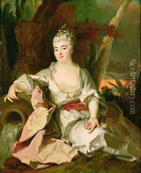 Portrait of Elizabeth Charlotte of Bavaria 1652-1722 Duchess of Orleans Oil Painting - Nicolas de Largilliere
