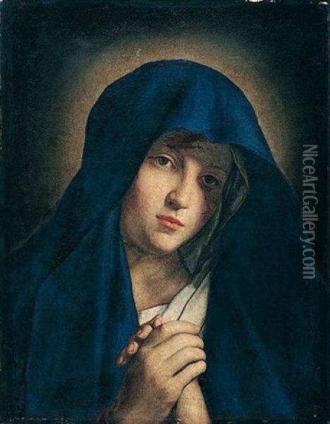 The Madonna At Prayer (known As The Mater Dolorosa) Oil Painting - Giovanni Battista Salvi (Il Sassoferrato)
