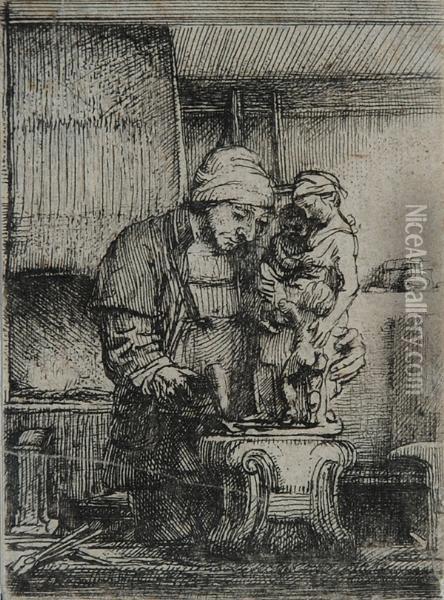 L'orefice Oil Painting - Rembrandt Van Rijn