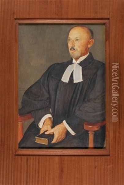 Portrat Eines Bernischen Pfarrers Im Kanzelrock Oil Painting - Ernest Bieler