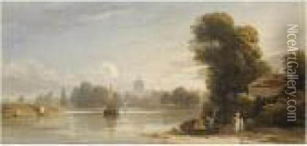 The Thames At Chiswick Oil Painting - John Varley