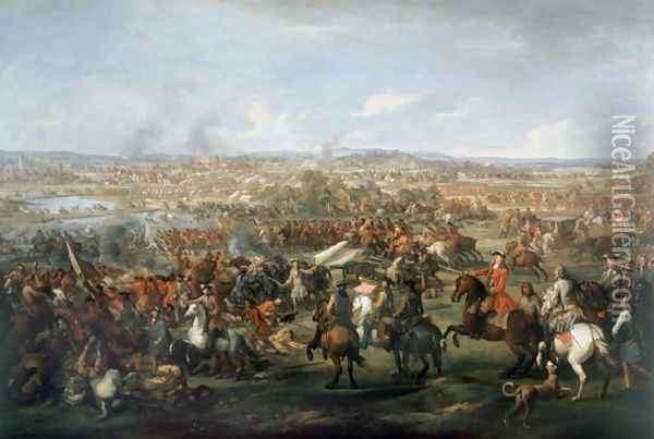 The Battle of Blenheim on the 13th August 1704, c.1743 2 Oil Painting - John Wootton
