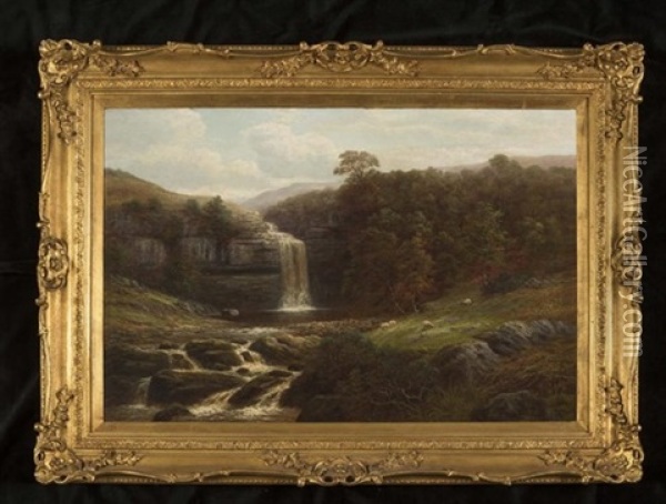 High Force Waterfall, Cumbria Oil Painting - William Mellor