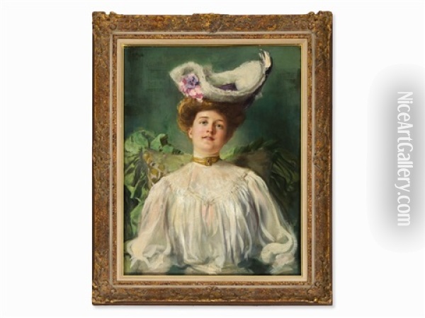 Lady Portrait Oil Painting - Ferdinand Max Bredt