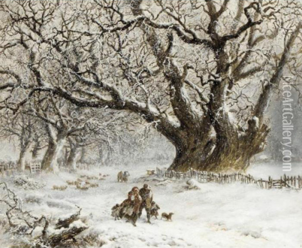 A Winter Walk Oil Painting - Thomas Smythe