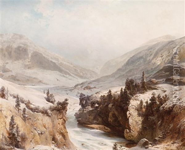Tiroler Winterlandschaft Oil Painting - Carl Hilgers