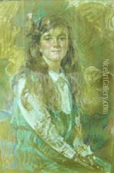 Portrait Of Nancy Dyer As A Child Oil Painting - Robert Reid