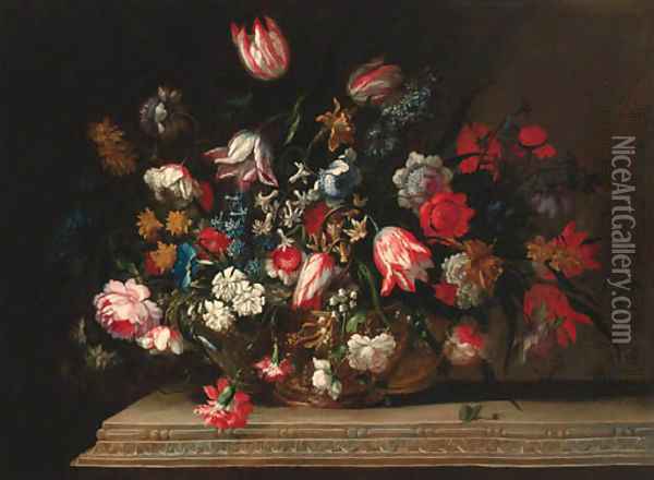 Flowers Oil Painting - Jean Baptiste Belin de Fontenay