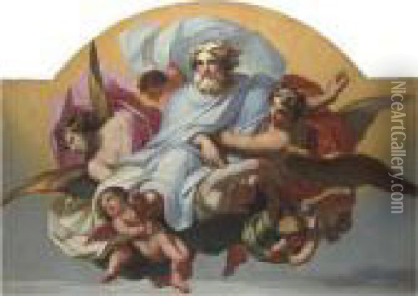 God The Father With Angels And Cherubs Oil Painting - Anton Raphael Mengs