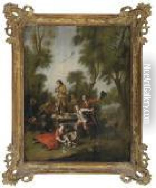 A Fete Champetre Oil Painting - Antoine Pesne