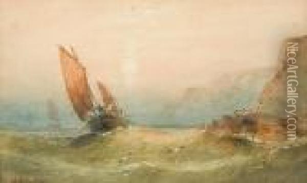 Northumbria Coast At Dusk Oil Painting - Henry Barlow Carter