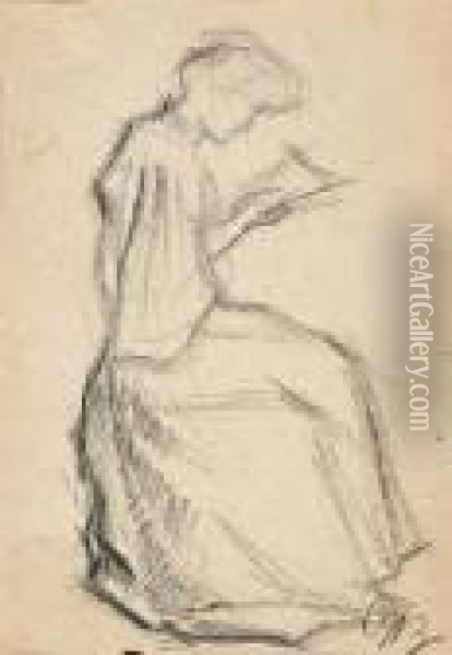Figura Femminile Che Legge (o Cuce) Oil Painting - Umberto Boccioni