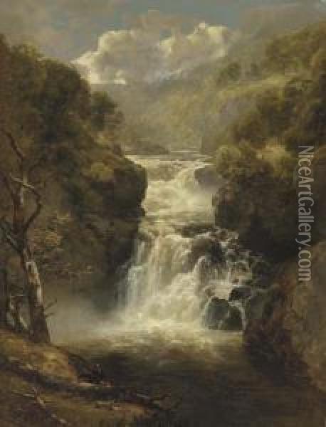 Falls On The Clyde Oil Painting - Edmund Gill