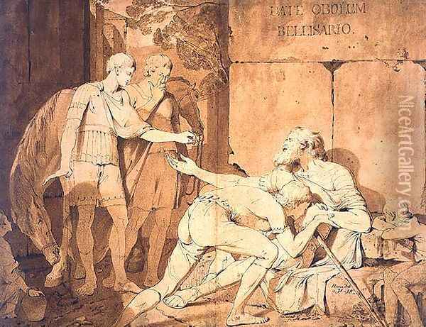 Belisarius Receiving Alms, 1775 Oil Painting - Josepf Wright Of Derby