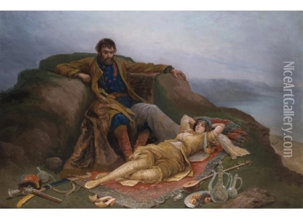 Furst Und Prinzesssin In Der Einode Oil Painting - Theodore Jacques Ralli