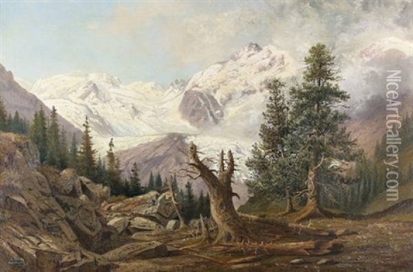 Bernina-gruppe Mit Morteratschgletscher Oil Painting - Alfred Duenz