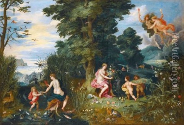 Allegory Of The Four Elements Oil Painting - Hendrik van Balen the Younger