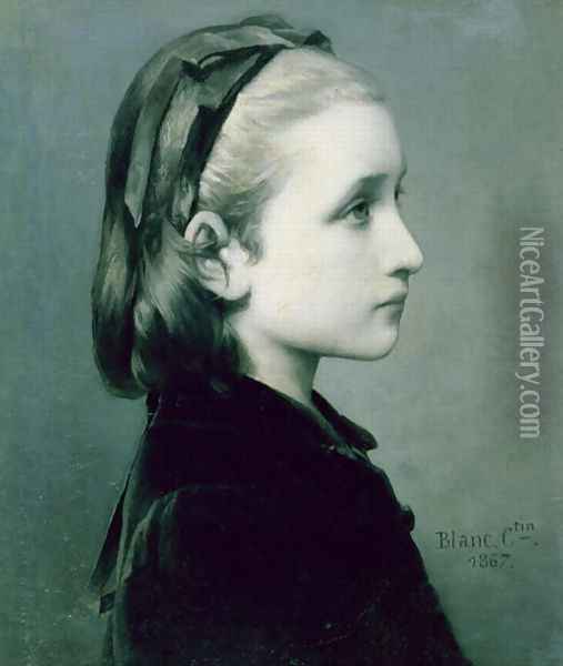 Head of a Girl, 1867 Oil Painting - Celestin-Joseph Blanc