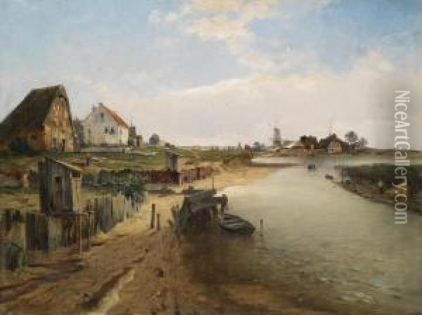 Contemplative Lifeon The River Oil Painting - Jacques Matthias Schenker