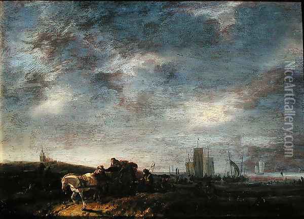 Return of the Fishermen, 1646 Oil Painting - Egbert van der Poel