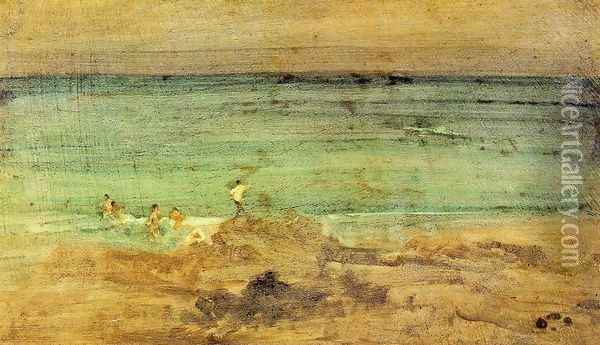 Violet and Blue: The Little Bathers, Perosquerie Oil Painting - James Abbott McNeill Whistler