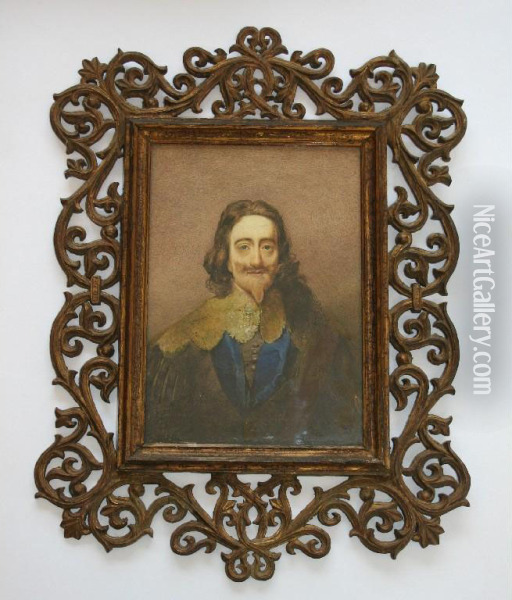 Portraits Of King Charles I; And Oliver Cromwell Oil Painting - George Perfect Harding