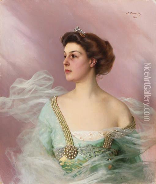 Portrait Of A Lady Oil Painting - Vittorio Matteo Corcos
