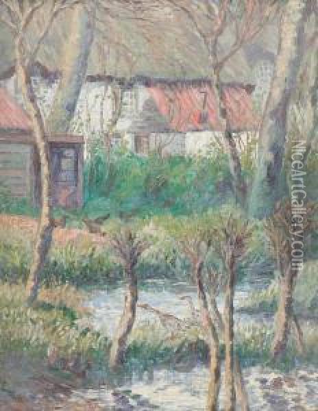 French Farmhouse Oil Painting - Herbert Francis Williams-Lyons