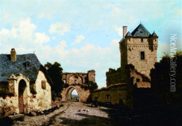 Les Remparts Du Chateau Oil Painting - Louis Hector Pron