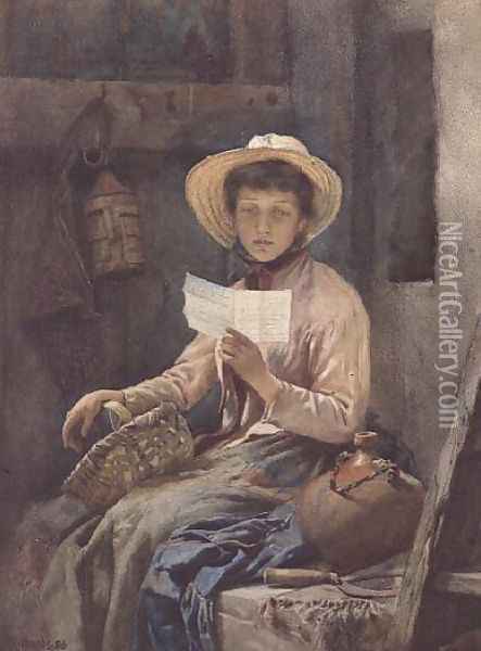 The Love Letter, 1886 Oil Painting - Frank Richards