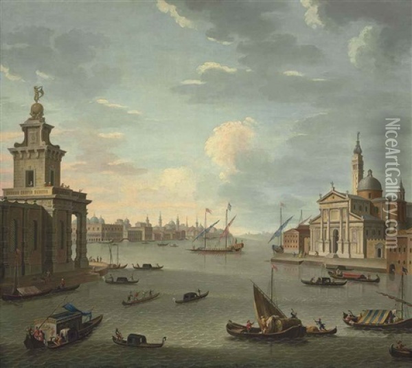 The Bacino Di San Marco, Venice, With The Punta Della Dogana And San Giorgio Maggiore Oil Painting - Antonio Joli