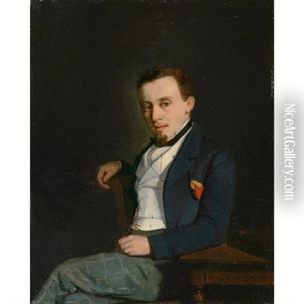 Portrait D'homme Au Cigare (portrait Of A Man With Cigar) Oil Painting - Francois-Louis-David Bocion