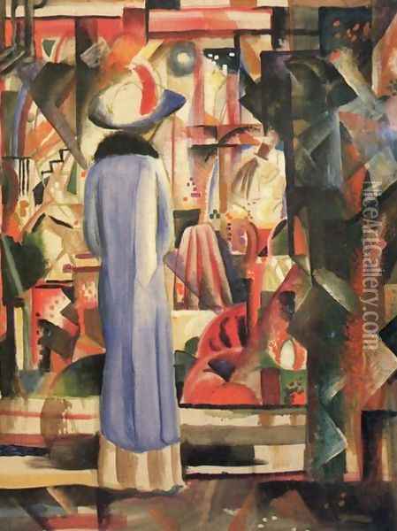 A Large Light Shop Window Oil Painting - August Macke