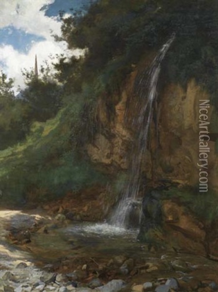 Wasserfall Oil Painting - Johann Rudolf Koller