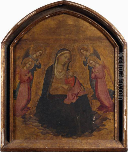 La Vierge D'humilite Entouree D'anges Oil Painting - Agnolo Gaddi