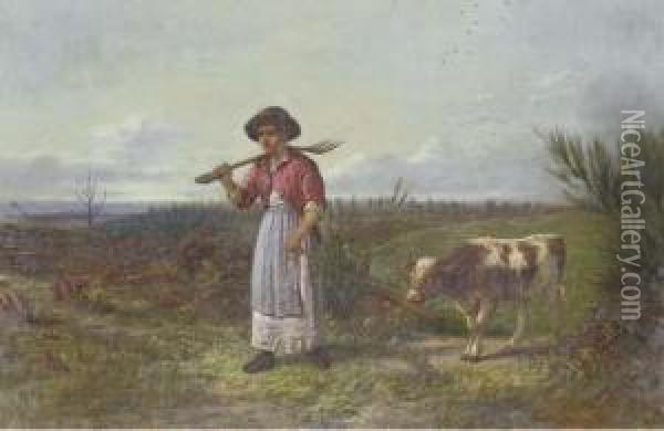 Returning From The Fields Oil Painting - Henry Charles Bryant