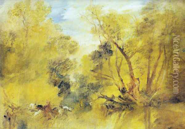 Willows on the brink of a madness brook Oil Painting - Joseph Mallord William Turner
