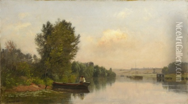 Barques Sur La Loire Oil Painting - Charles Joseph Beauverie