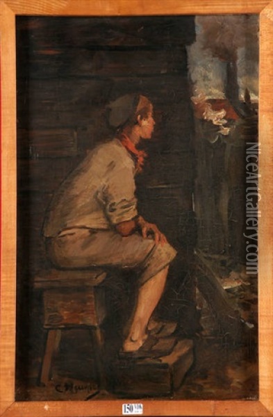 La Pose Du Jeune Ouvrier Oil Painting - Constantin Meunier