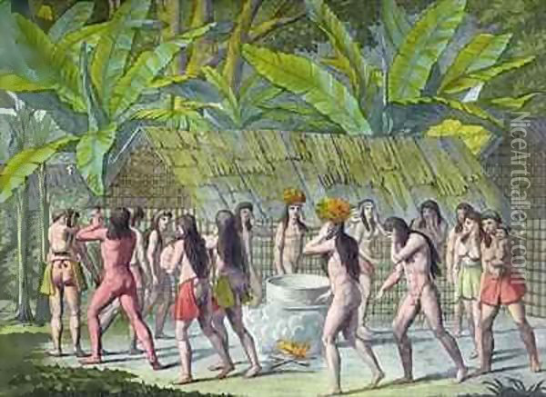Dance of the Camacani Indians, Brazil Oil Painting - D.K. Bonatti