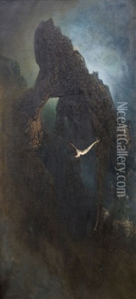 Mowe Vor Den Klippen Von Capri Oil Painting - Karl Wilhelm Diefenbach