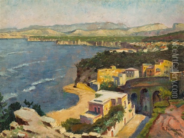 Coastal Landscape With Houses Oil Painting - Abraham Neumann