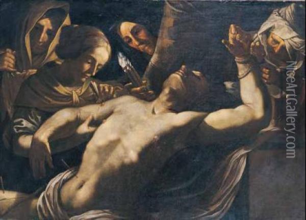 San Sebastiano Curato Da Sant'irene Oil Painting - Francesco Rustici