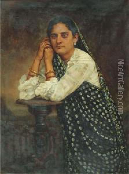 Parsi Lady Oil Painting - Manchershaw Pithawala