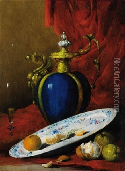 Stillleben Mit Kanne Und Fruchten Oil Painting - Germain Theodore Ribot