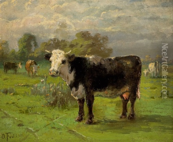 Cows Oil Painting - Otto Fedder
