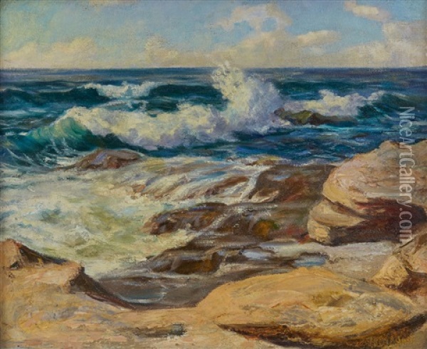 The New England Coastline Oil Painting - Henry Bayley Snell